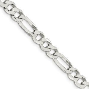 Men's 7mm Sterling Silver Solid Flat Figaro Chain Necklace, 24 Inch